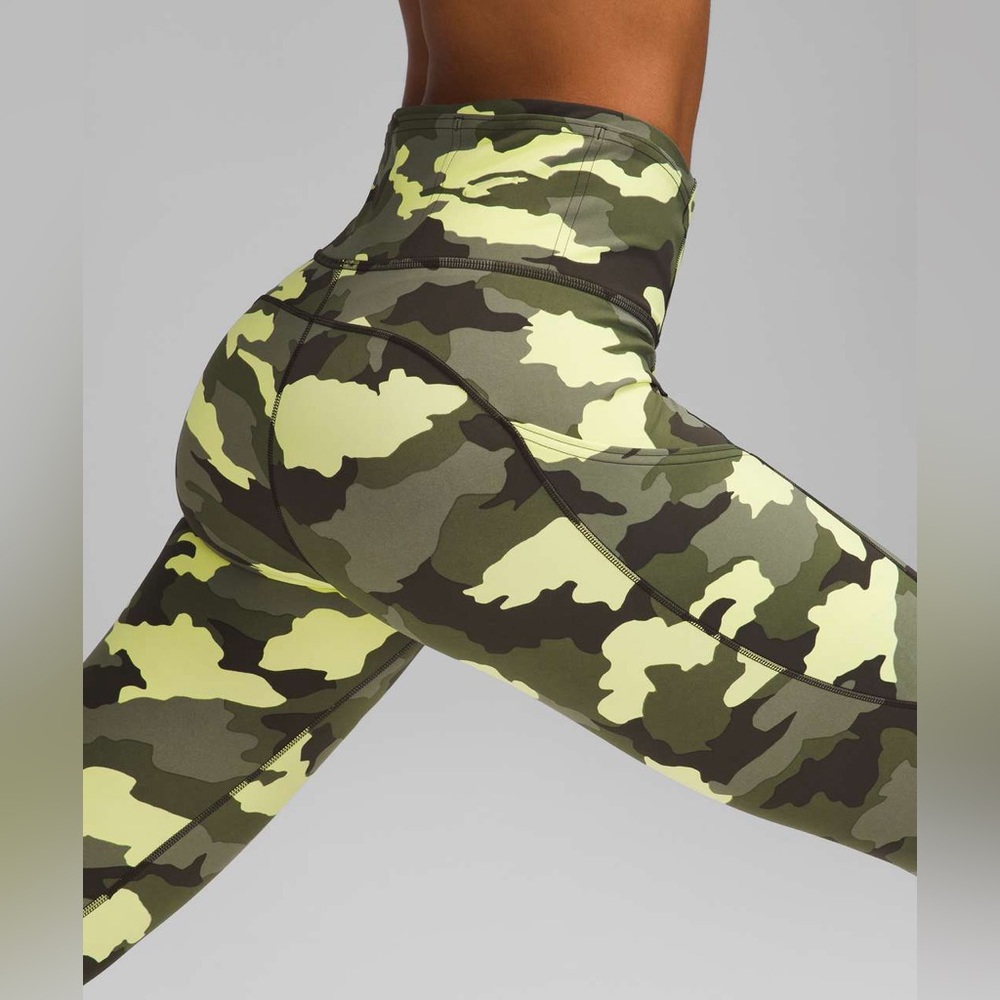 Lululemon Fast and Free High Rise Crop 23" Heritage 365 Camo Crispin Green Multi